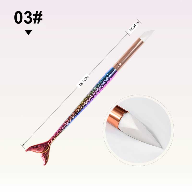 NAB018 ForLife 5 Types Mermaid Silicone Nail Art Brush Pen Carving Emboss Shaping Hollow Sculpture Manicure Tool