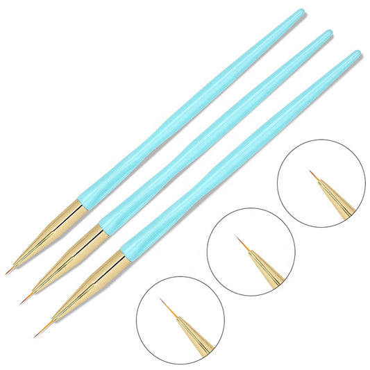 NBR005  ForLife 3pcs/set Nail Art Liner Painting Pen DIY Acrylic UV Gel Brushes Drawing Kit Flower Line French Design Manicure Tool