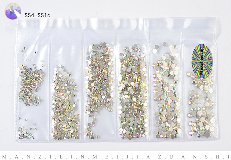 NRS006  ForLife Glass Flatback Crystal Nail Rhinestones Muliti-size Charm Nail Art Decorations