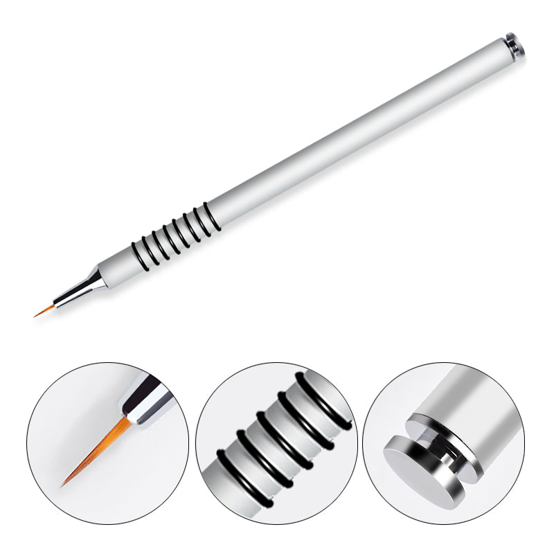 NAB019  ForLife Professional 7mm Nail Liner Brush Silver Handle Drawing Painting Pen For DIY UV Gel Polish Manicure Brushes