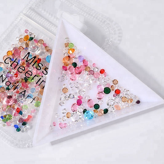 NRS011  Crystal Mixed Size Pointed Back Glass Rhinestones Charm 3D Nail Art Jewelry Decorations