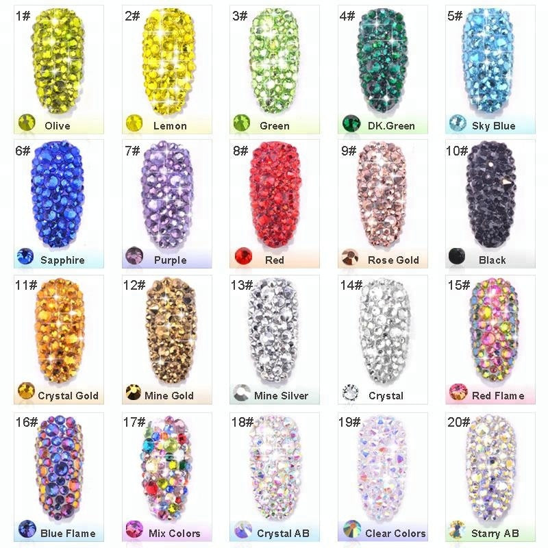 NRS006  ForLife Glass Flatback Crystal Nail Rhinestones Muliti-size Charm Nail Art Decorations