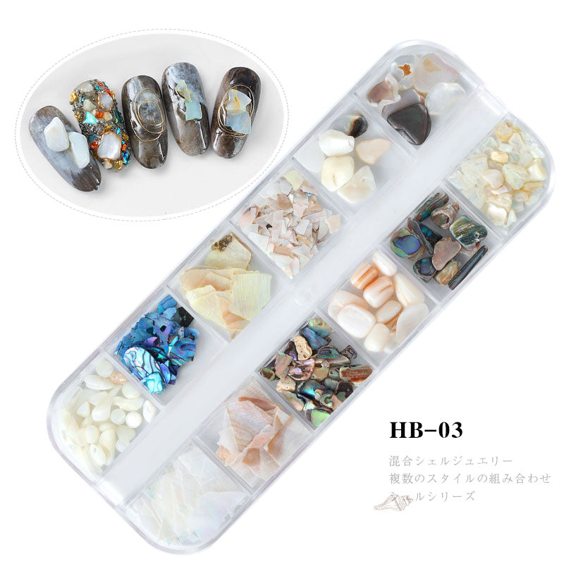 NDE062  12colors Irregular Crushed Natural Shell Nail Art Stone Manicure Nail Decorations