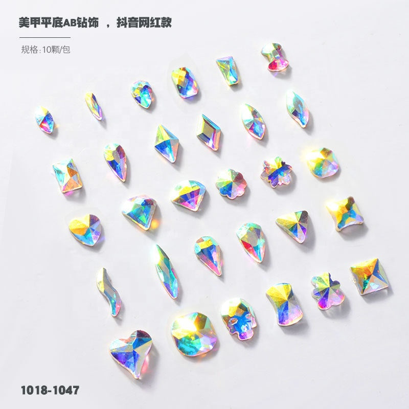 NRS019  Crystal AB 3D  Nail Art Rhinestones Gem 1440pcs/bag Flatback Stones DIY Decorations Manicure Diamond Jewelry Different Shapes