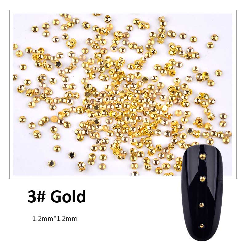 NRD009 Gold/Silver 0.8/1/1.2/1.5mm Half Round Metal Nail Stud Mini Caviar Beads 3d Tiny Rivets Charm Nail Art Decoration