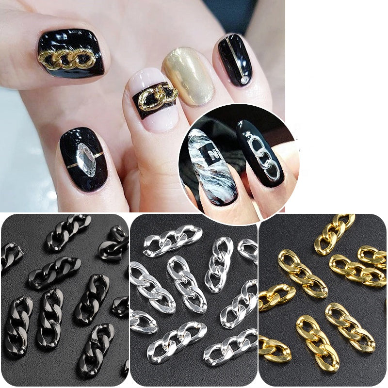 NDE030  ForLife Metal Zipper Design Metal Nail Chains 3d DIY Nail Art Decorations