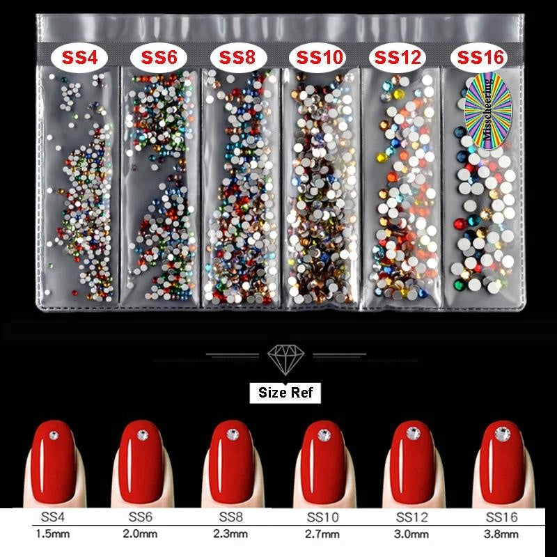 NRS006  ForLife Glass Flatback Crystal Nail Rhinestones Muliti-size Charm Nail Art Decorations