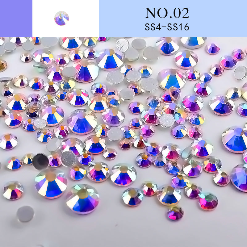 NRS014  Nail Art Rhinestone Mix SS4-SS20 Size Glass Flatback Crystal Non Hotfix 3d Nails Art Decorations