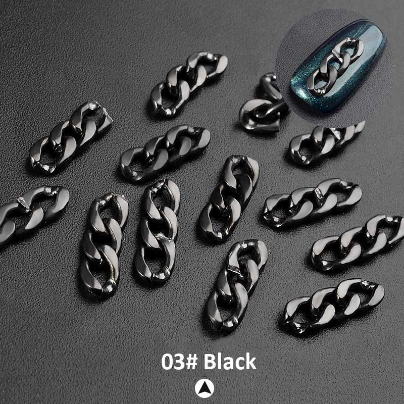 NDE030  ForLife Metal Zipper Design Metal Nail Chains 3d DIY Nail Art Decorations