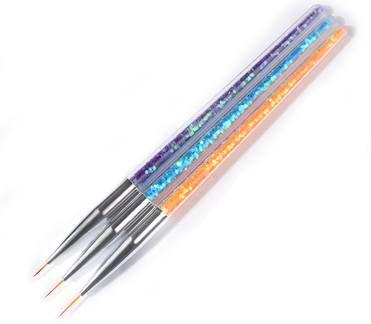 NAB002 ForLife 3Pcs Sequins Nail Art Brush Drawing Painting Carving Pen Manicure Tools 7/9/11mm Acrylic Liner UV Gel Decorations