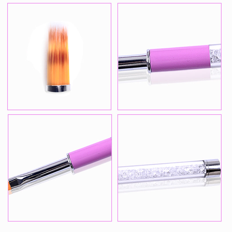 NAB020  ForLife 1 Pcs Rhinestone Nylon Hair Nail Art Ombre Brush UV Gel Drawing Liner Nail Art Tools Pen