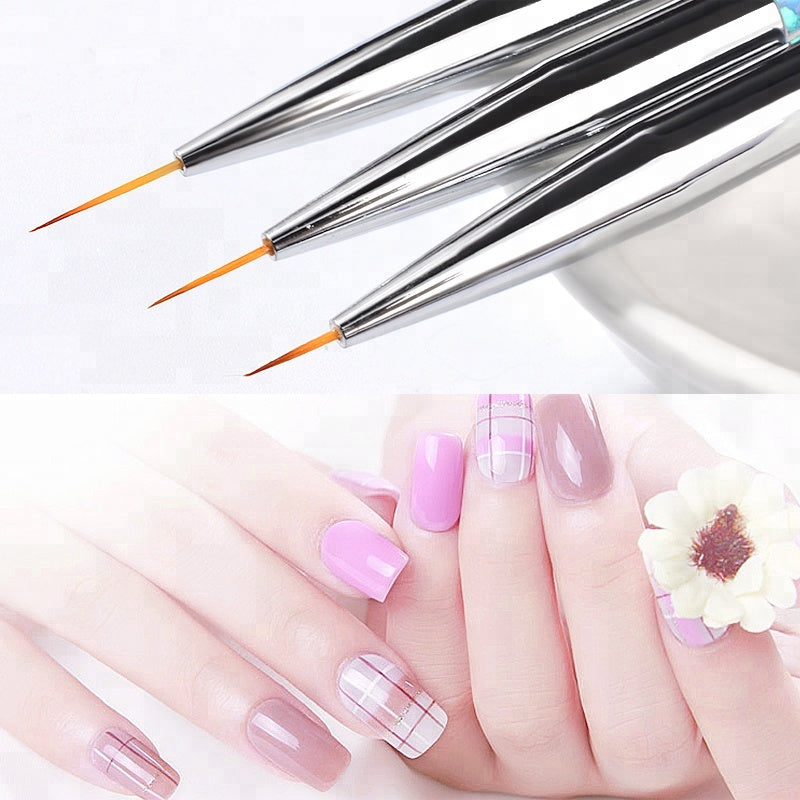 NAB002 ForLife 3Pcs Sequins Nail Art Brush Drawing Painting Carving Pen Manicure Tools 7/9/11mm Acrylic Liner UV Gel Decorations