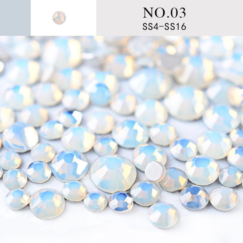 NRS014  Nail Art Rhinestone Mix SS4-SS20 Size Glass Flatback Crystal Non Hotfix 3d Nails Art Decorations