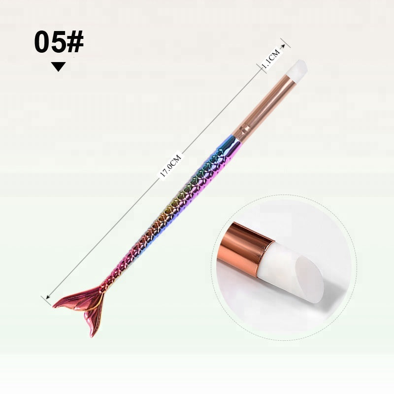 NAB018 ForLife 5 Types Mermaid Silicone Nail Art Brush Pen Carving Emboss Shaping Hollow Sculpture Manicure Tool