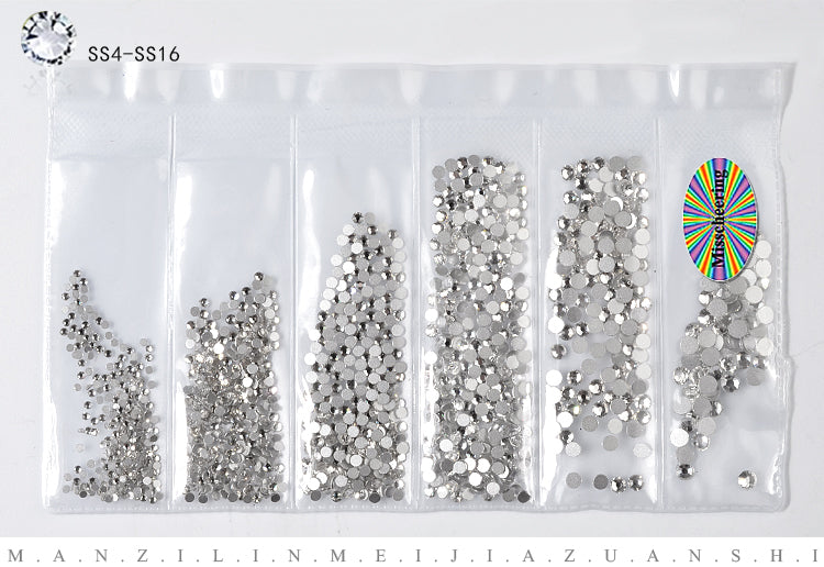 NRS006  ForLife Glass Flatback Crystal Nail Rhinestones Muliti-size Charm Nail Art Decorations