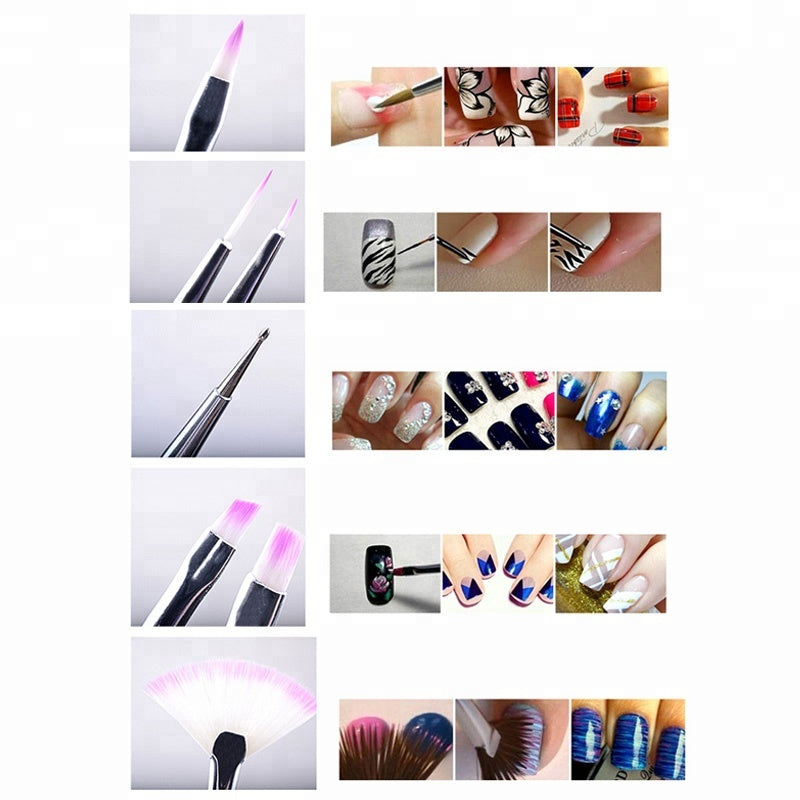 NAB011 ForLife 7pcs/set Purple Cute Nail Art Design Brush DIY Acrylic Painting Dotting Nail Tools