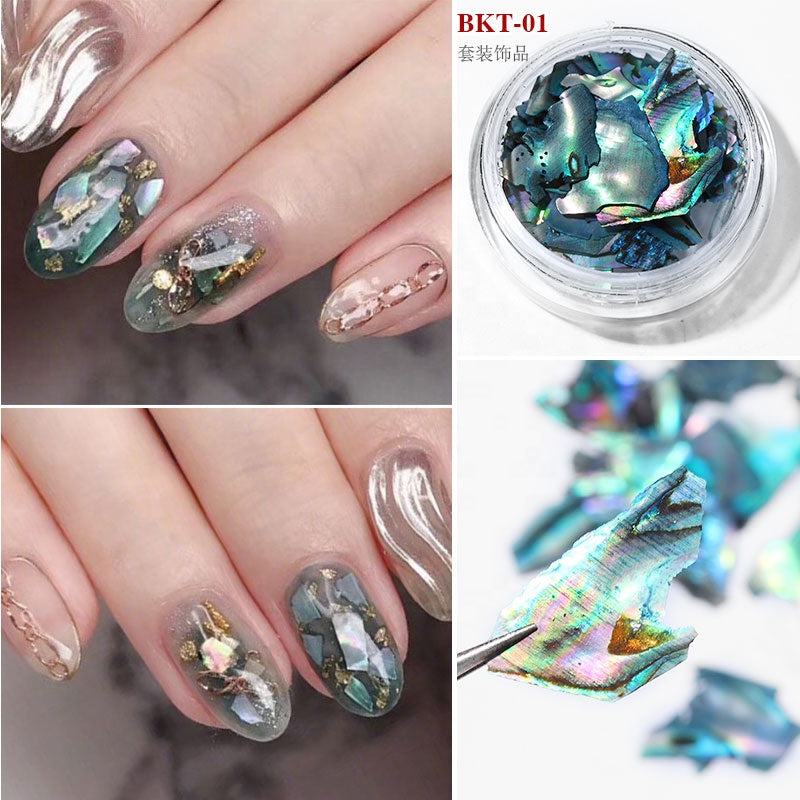 NDE009  ForLife 12 Colors/Set Nail Art Abalone Shell Nail 3D Nature Thin Aurora Colorful Sea Shell Plate For Nail Art