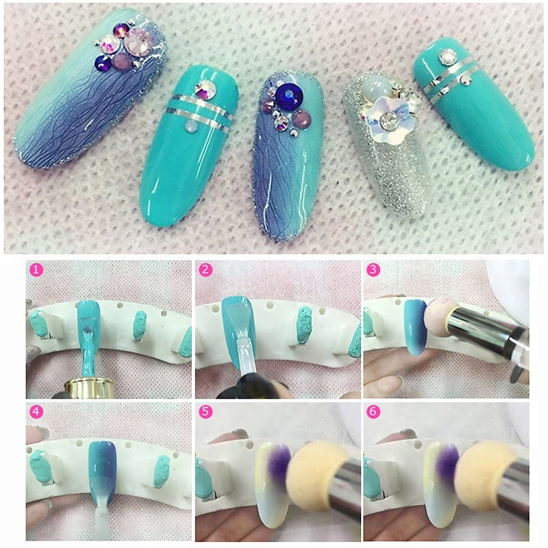 NAB007  ForLife UV Gel Acrylic Blooming Nail Art Sponge Painting Gradient Brush Pen Glitter Powder Picking Manicure Tool