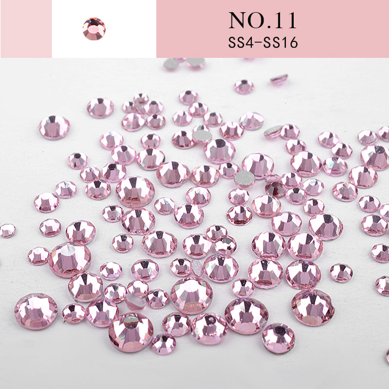 NRS014  Nail Art Rhinestone Mix SS4-SS20 Size Glass Flatback Crystal Non Hotfix 3d Nails Art Decorations