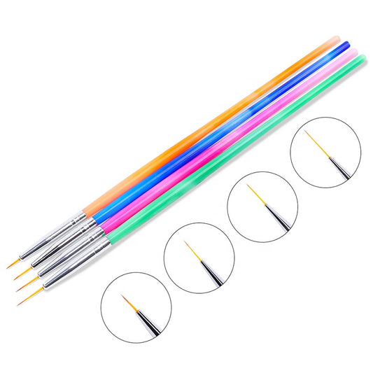 NBR004  ForLife 4Pcs/Set Gradient Colorful Nail Art Brush For Liner Painting Drawing Carving Professional Manicure Tools Set