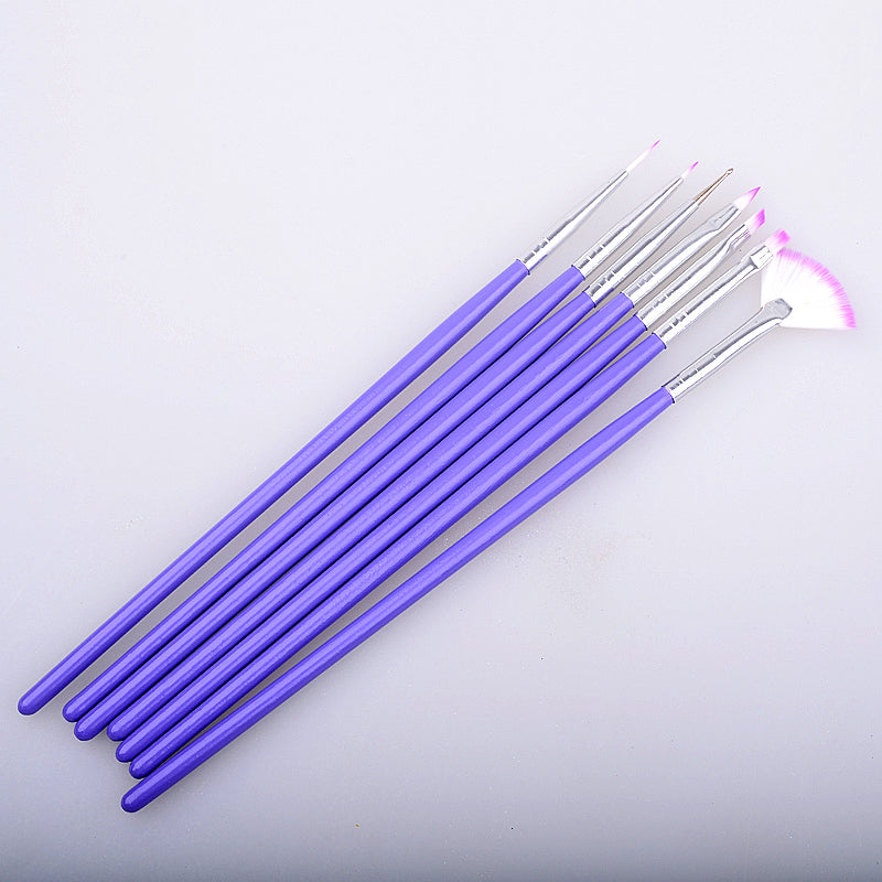 NAB011 ForLife 7pcs/set Purple Cute Nail Art Design Brush DIY Acrylic Painting Dotting Nail Tools