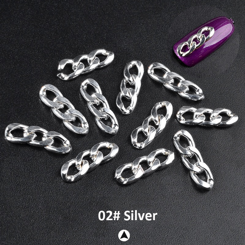 NDE030  ForLife Metal Zipper Design Metal Nail Chains 3d DIY Nail Art Decorations