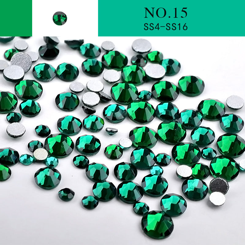 NRS014  Nail Art Rhinestone Mix SS4-SS20 Size Glass Flatback Crystal Non Hotfix 3d Nails Art Decorations