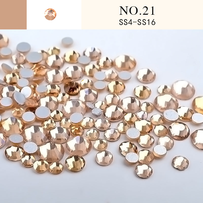 NRS014  Nail Art Rhinestone Mix SS4-SS20 Size Glass Flatback Crystal Non Hotfix 3d Nails Art Decorations