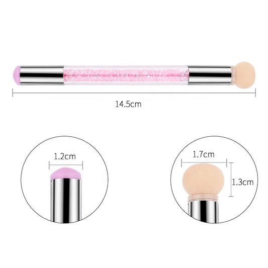 NAB025  ForLife 2 Way Silicone Stamping Gradient Sponge Rhinestone Nail Art Brush Pen Shading Stamper Manicure Tools