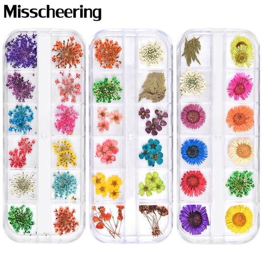 NDE001  ForLife Mix Dried Flowers Nail Decorations Jewelry Natural Floral Leaf Stickers 3D Nail Art Designs Polish Manicure