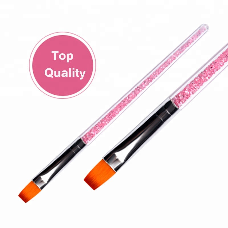 NAB008 ForLife Pink Rhinestone Nail Art Brush Pen Crystal Metal phototherapy pen Acrylic Gel Polish Painting Drawing Manicure Tool