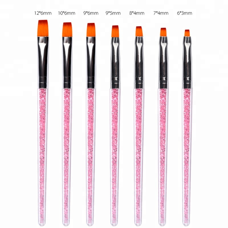 NAB008 ForLife Pink Rhinestone Nail Art Brush Pen Crystal Metal phototherapy pen Acrylic Gel Polish Painting Drawing Manicure Tool