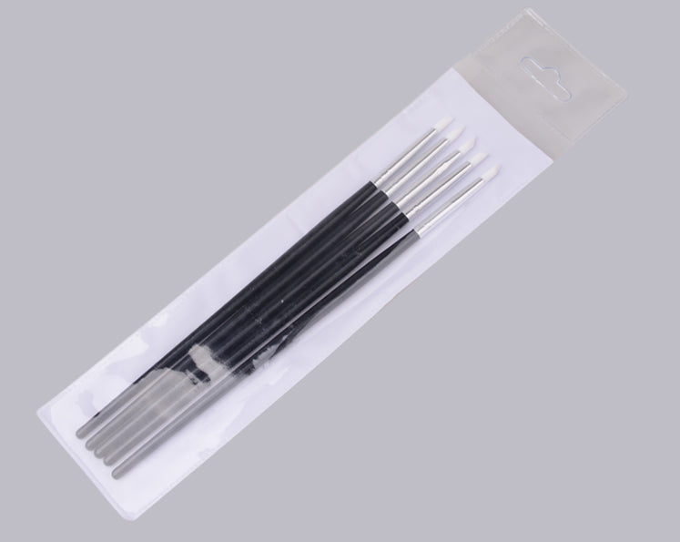 NAB005 ForLife 5pcs Professional Black Nail Art Pen Brushes Set Silicone Carving Sculpture Embossing UV Gel Building Manicure Tool