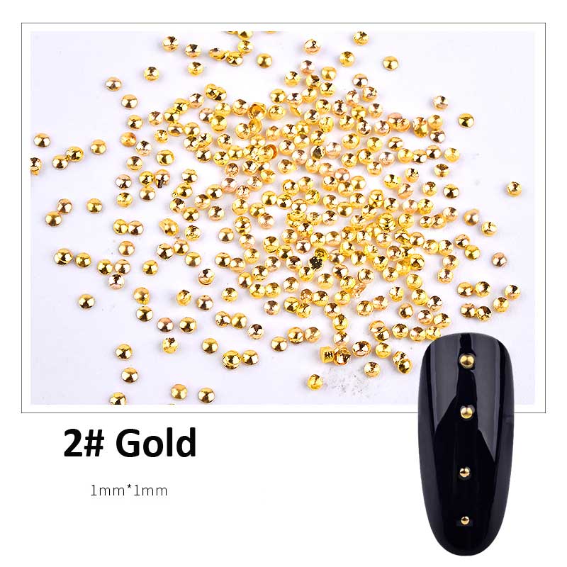 NRD009 Gold/Silver 0.8/1/1.2/1.5mm Half Round Metal Nail Stud Mini Caviar Beads 3d Tiny Rivets Charm Nail Art Decoration