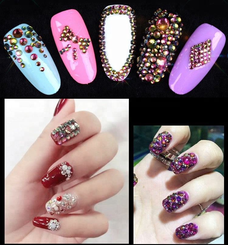 NRS014  Nail Art Rhinestone Mix SS4-SS20 Size Glass Flatback Crystal Non Hotfix 3d Nails Art Decorations