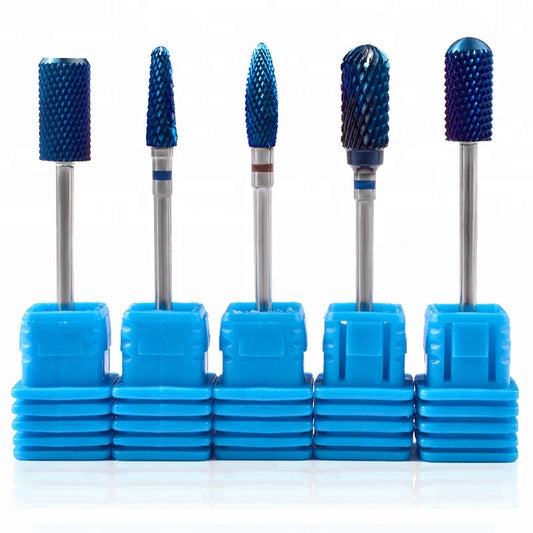 NDB024  5 Type Tungsten Carbide Burrs Nano Coating Nail Drill Bits Blue Metal Drill Bit Manicure Electric Drill Accessories