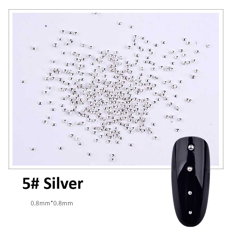 NRD009 Gold/Silver 0.8/1/1.2/1.5mm Half Round Metal Nail Stud Mini Caviar Beads 3d Tiny Rivets Charm Nail Art Decoration