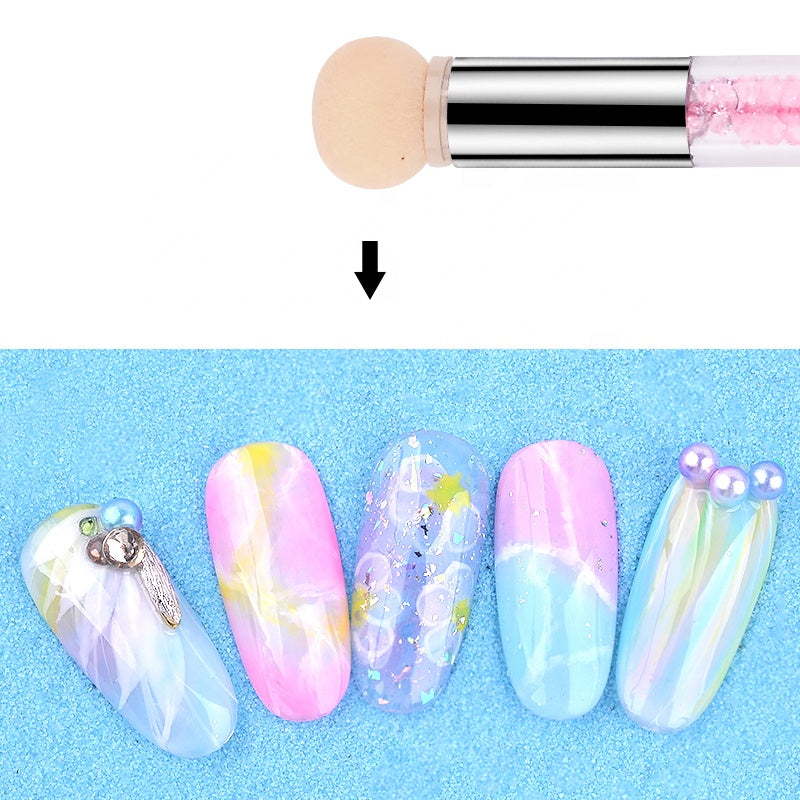 NAB025  ForLife 2 Way Silicone Stamping Gradient Sponge Rhinestone Nail Art Brush Pen Shading Stamper Manicure Tools