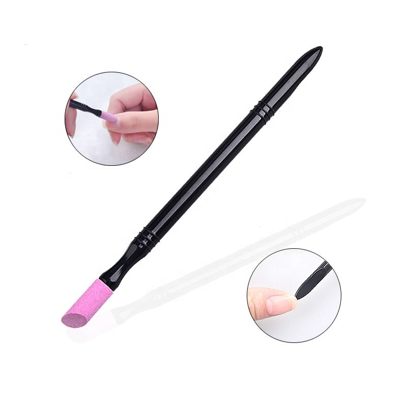 NAB029  ForLife Nail Art Quartz Scrubs Stone Cuticle Remover Stick Pen Spoon Cut Pusher Polish Manicure Pedicure Care Tools