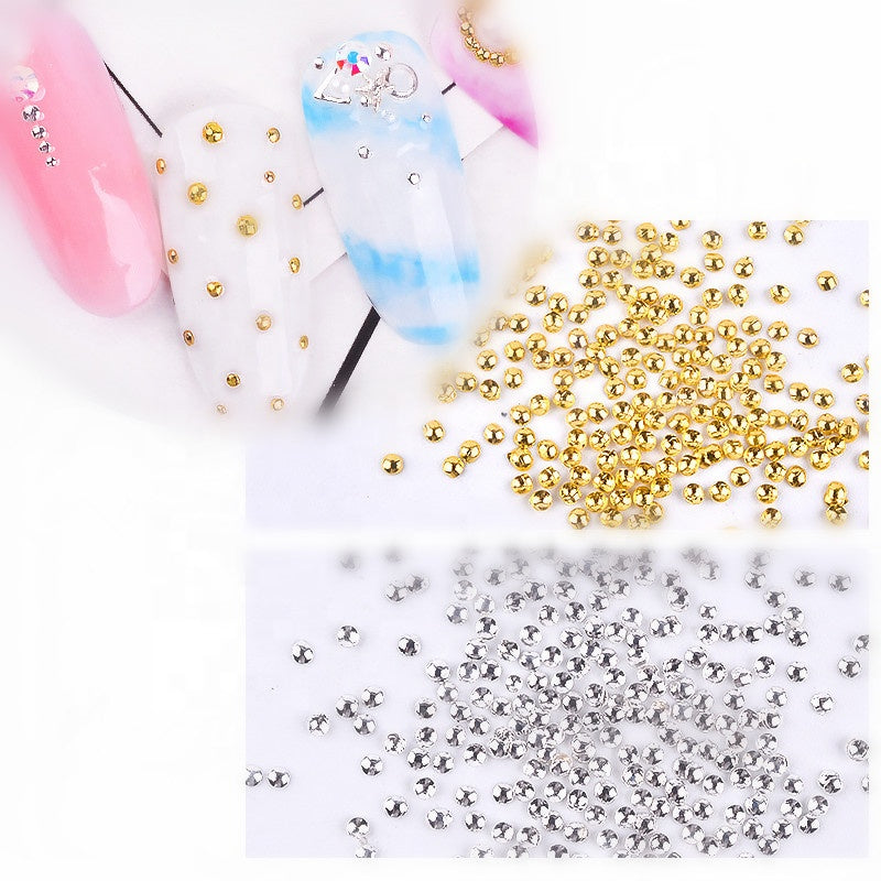 NRD009 Gold/Silver 0.8/1/1.2/1.5mm Half Round Metal Nail Stud Mini Caviar Beads 3d Tiny Rivets Charm Nail Art Decoration