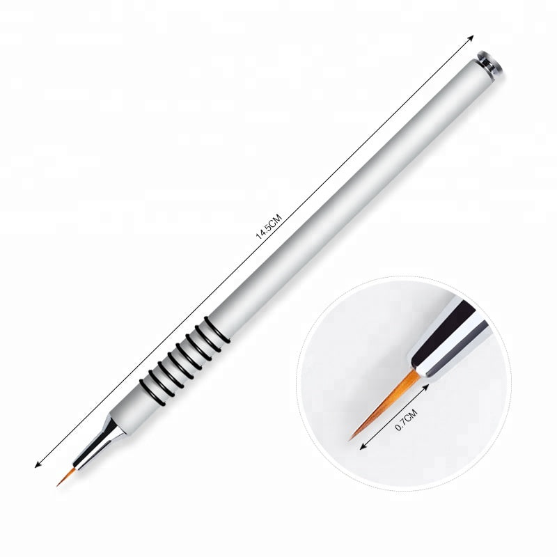 NAB019  ForLife Professional 7mm Nail Liner Brush Silver Handle Drawing Painting Pen For DIY UV Gel Polish Manicure Brushes