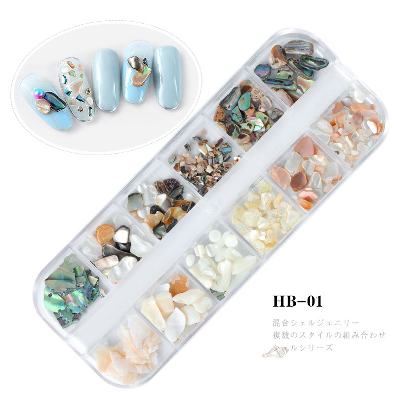 NDE062  12colors Irregular Crushed Natural Shell Nail Art Stone Manicure Nail Decorations