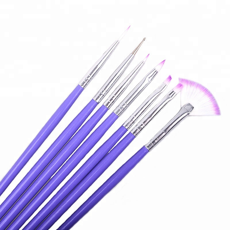 NAB011 ForLife 7pcs/set Purple Cute Nail Art Design Brush DIY Acrylic Painting Dotting Nail Tools