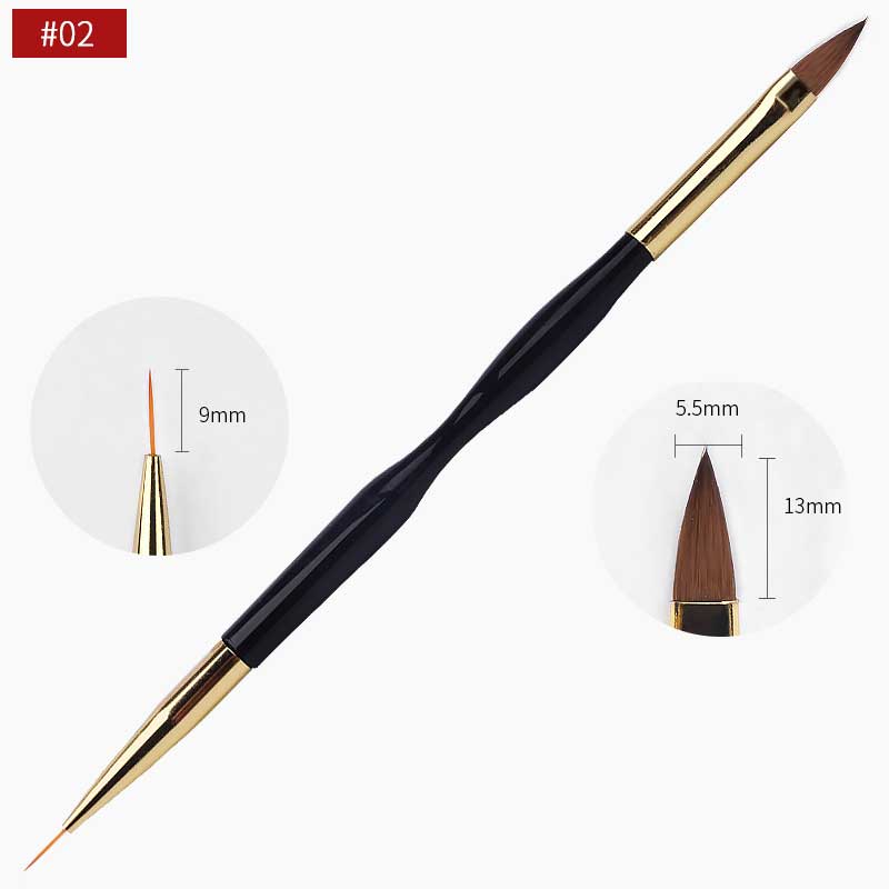 NAB010  ForLife Dual-End Gold Black Handle UV Gel Line Drawing Nail Art Brush for DIY Nails 3d Carving Painting Pen OEM ACCEPT