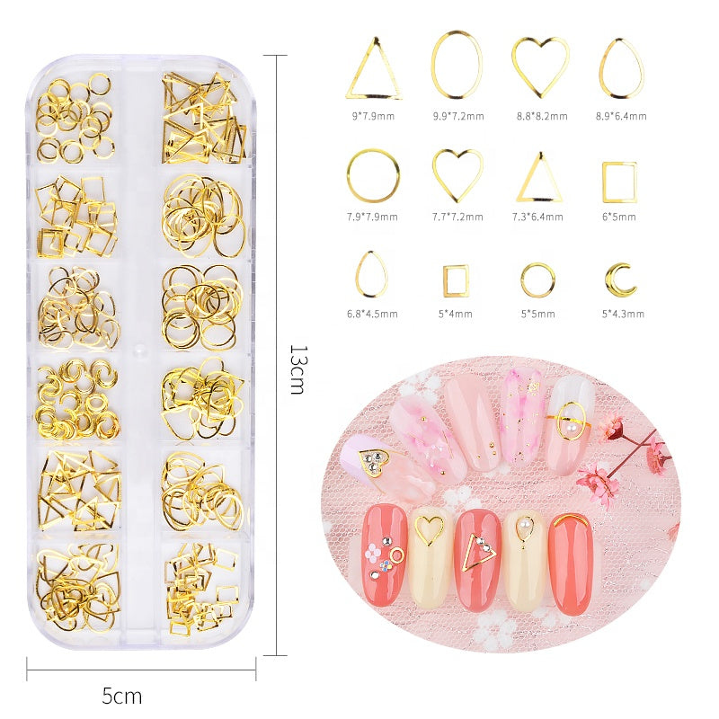 NDE032  ForLife New Hot 240pcs/box Rose Gold Metal Alloy 3d Nail Art Decoration Nail Art Sticker Accessories 4 Options