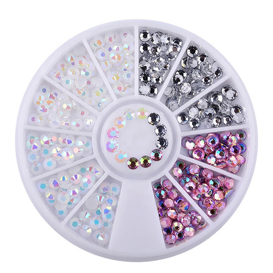 NAW019  1 Wheel Colorful Resin Jelly Flatback 3D Nail Rhinestone Decoration Wheel Manicure Nail Art Accessories