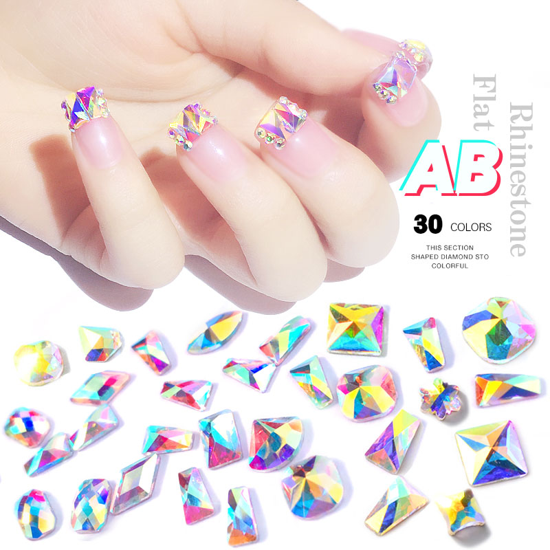 NRS019  Crystal AB 3D  Nail Art Rhinestones Gem 1440pcs/bag Flatback Stones DIY Decorations Manicure Diamond Jewelry Different Shapes