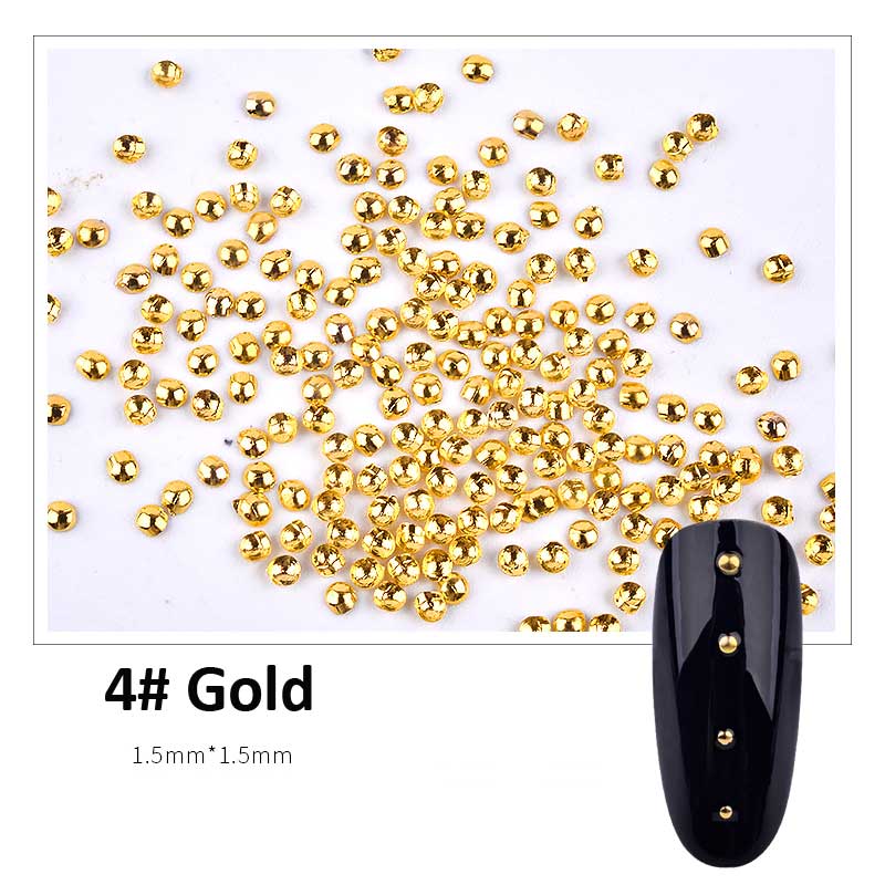 NRD009 Gold/Silver 0.8/1/1.2/1.5mm Half Round Metal Nail Stud Mini Caviar Beads 3d Tiny Rivets Charm Nail Art Decoration