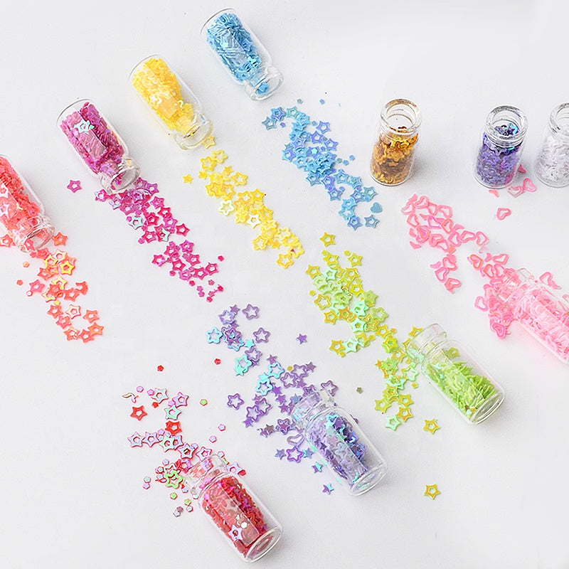 NDE004  ForLife 48Pcs Mixed Nail Art Sequins Set Glitter Powders 3d Ultra-thin Sticker Flakes Manicure Decoration