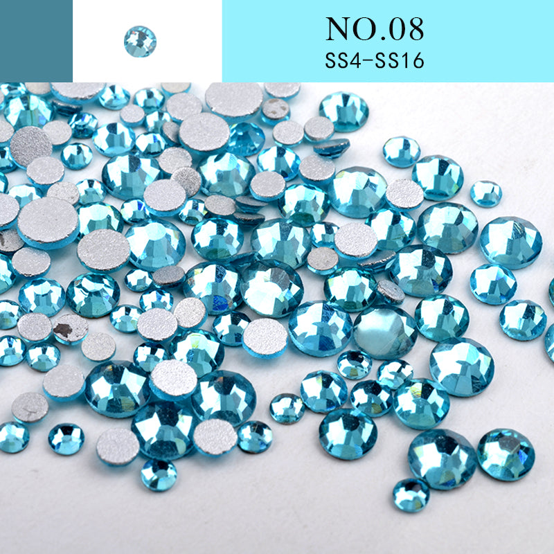 NRS014  Nail Art Rhinestone Mix SS4-SS20 Size Glass Flatback Crystal Non Hotfix 3d Nails Art Decorations